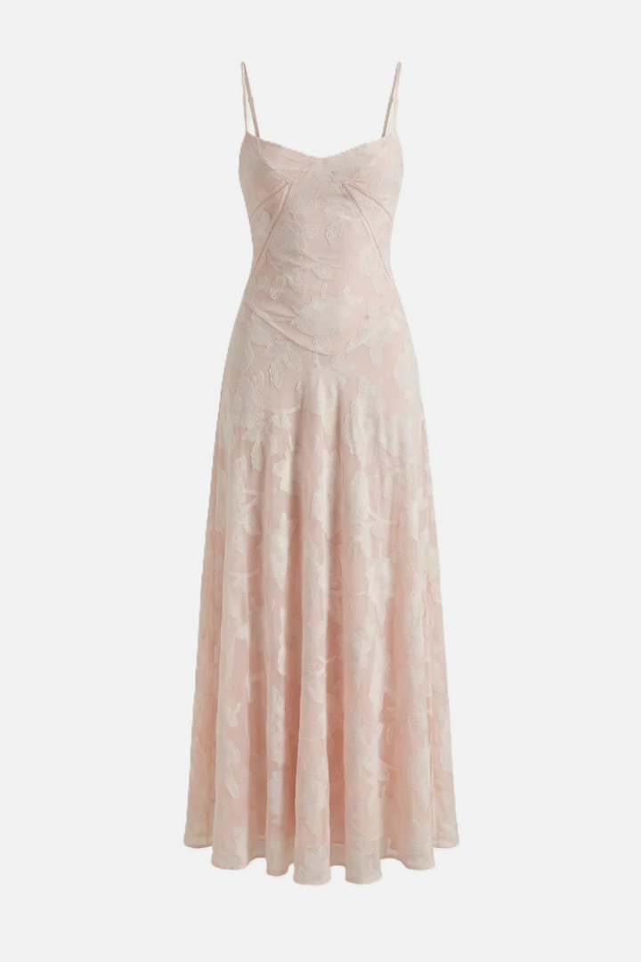 Floral Slip Maxi Dress with Lace-Up Back