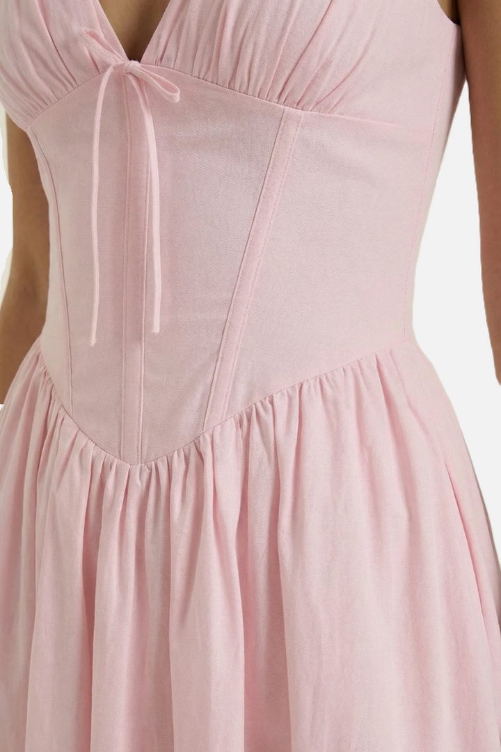 Summer Dress V Neck Fit and Flare Corset Waist
