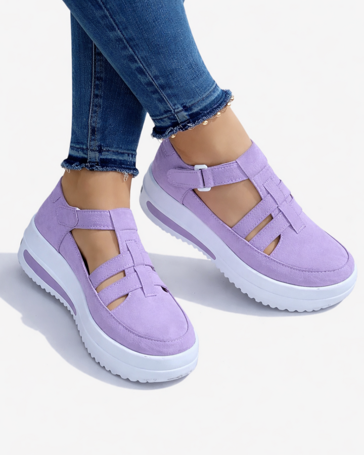 Wedge Shoes Adjustable Strap Cutout Closed Toe