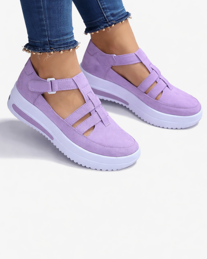 Wedge Shoes Adjustable Strap Cutout Closed Toe