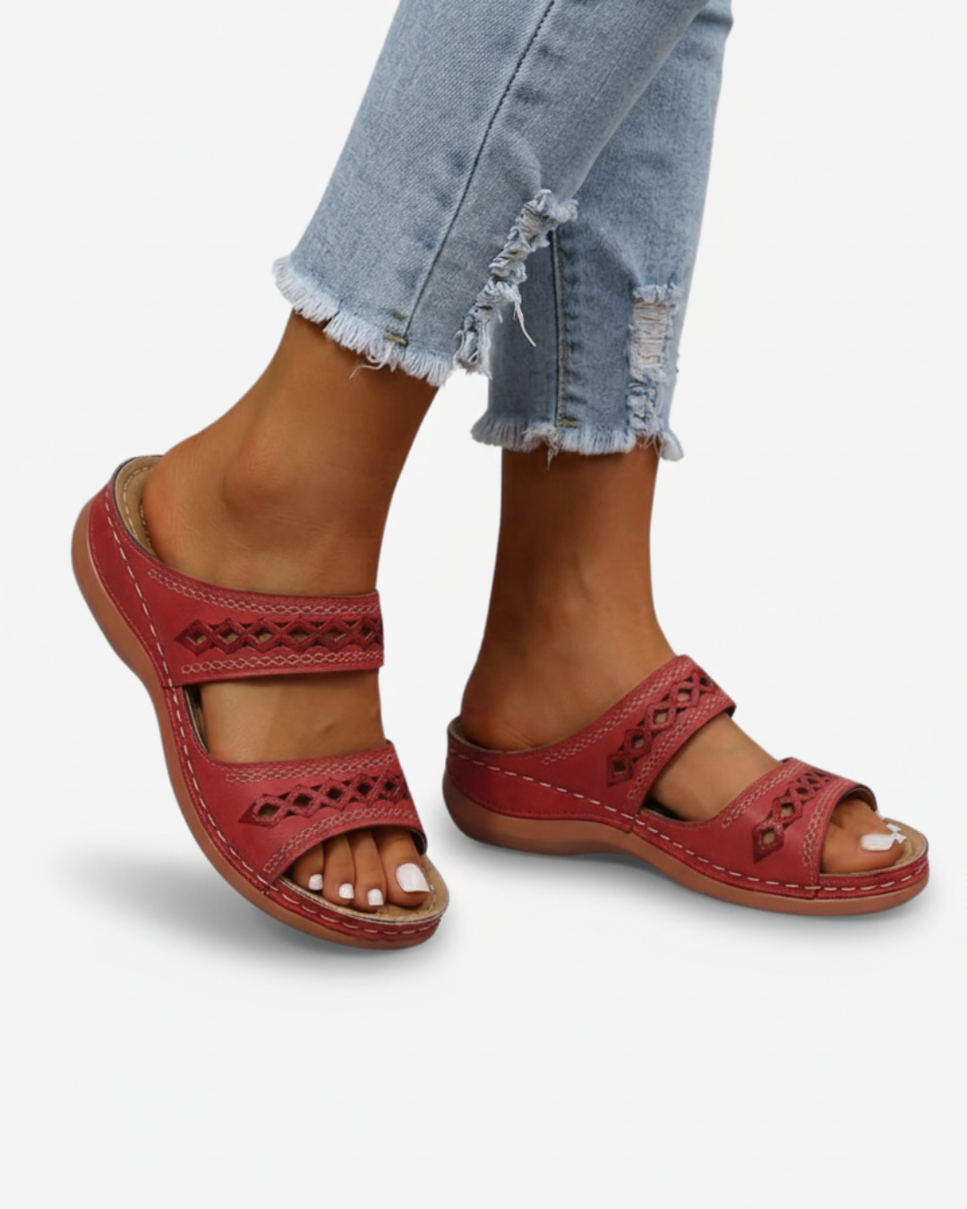 Slide Sandals Double Strap Cutout Upper Open Toe