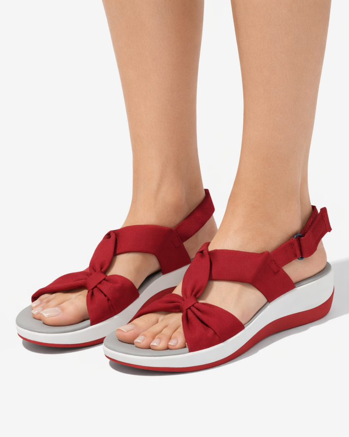 Wedge Sandals Bow Detail Adjustable Strap Open Toe