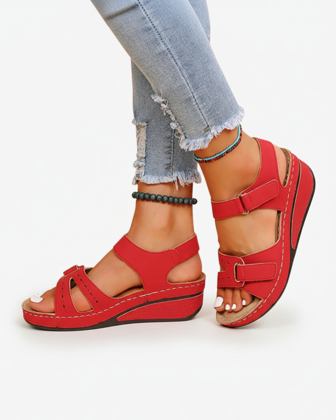 Wedge Sandals Double Adjustable Strap Open Toe