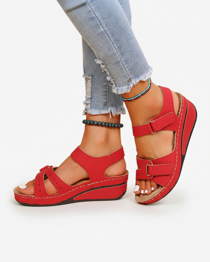 Wedge Sandals Double Adjustable Strap Open Toe