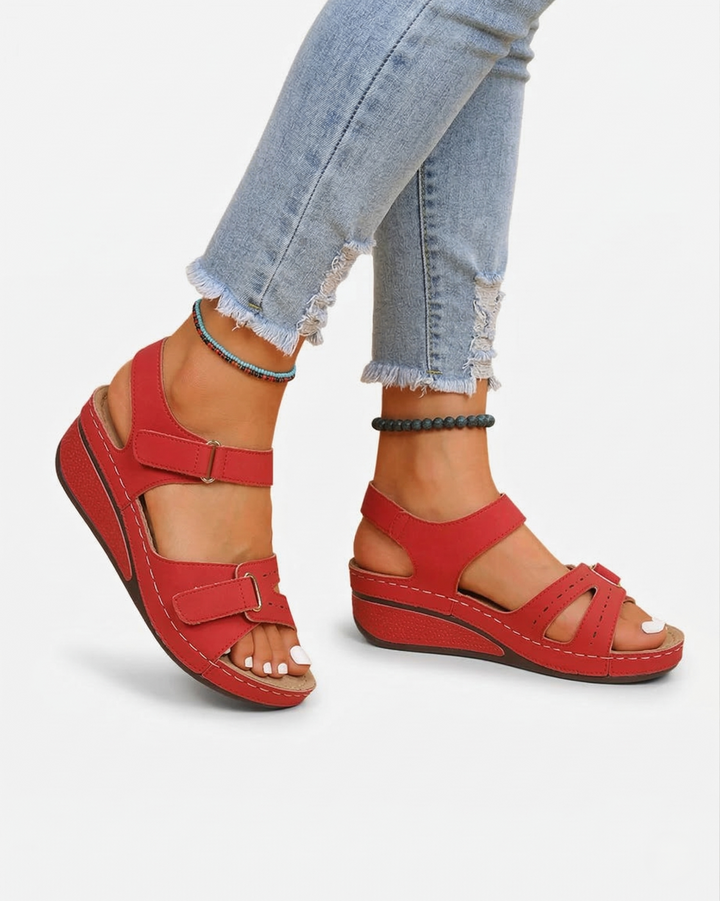 Wedge Sandals Double Adjustable Strap Open Toe