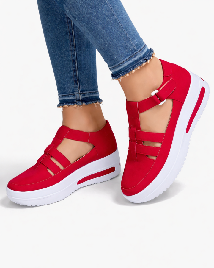 Wedge Shoes Adjustable Strap Cutout Closed Toe