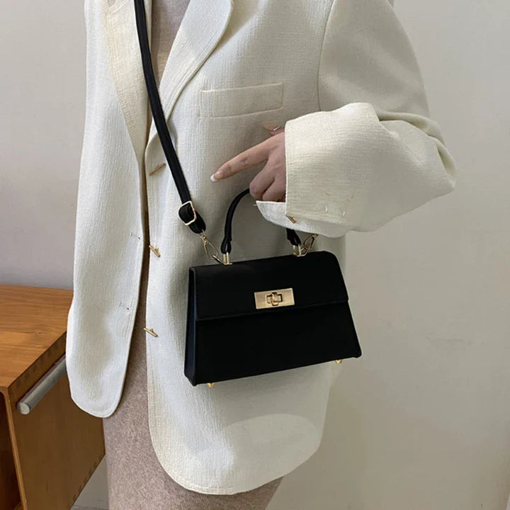 Structured Satchel Handbag with Twist Lock – Elegant Top Handle and Crossbody Bag for Everyday Use