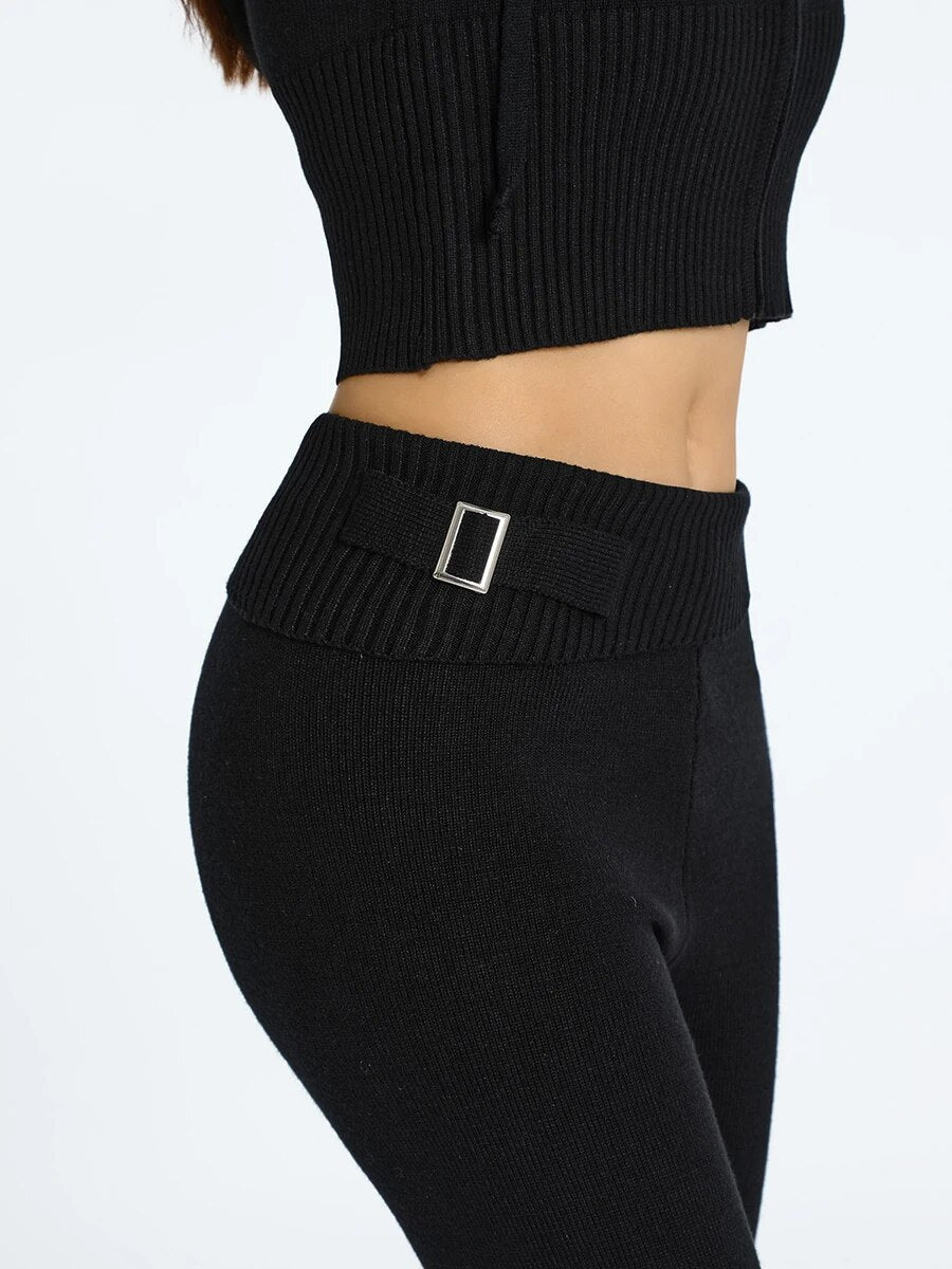 Ribbed Knit Lounge Set - Siopie