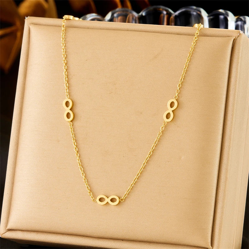 Gold Infinity Jewelry Set for Women – Matching Necklace and Earrings Elegant Gift Set