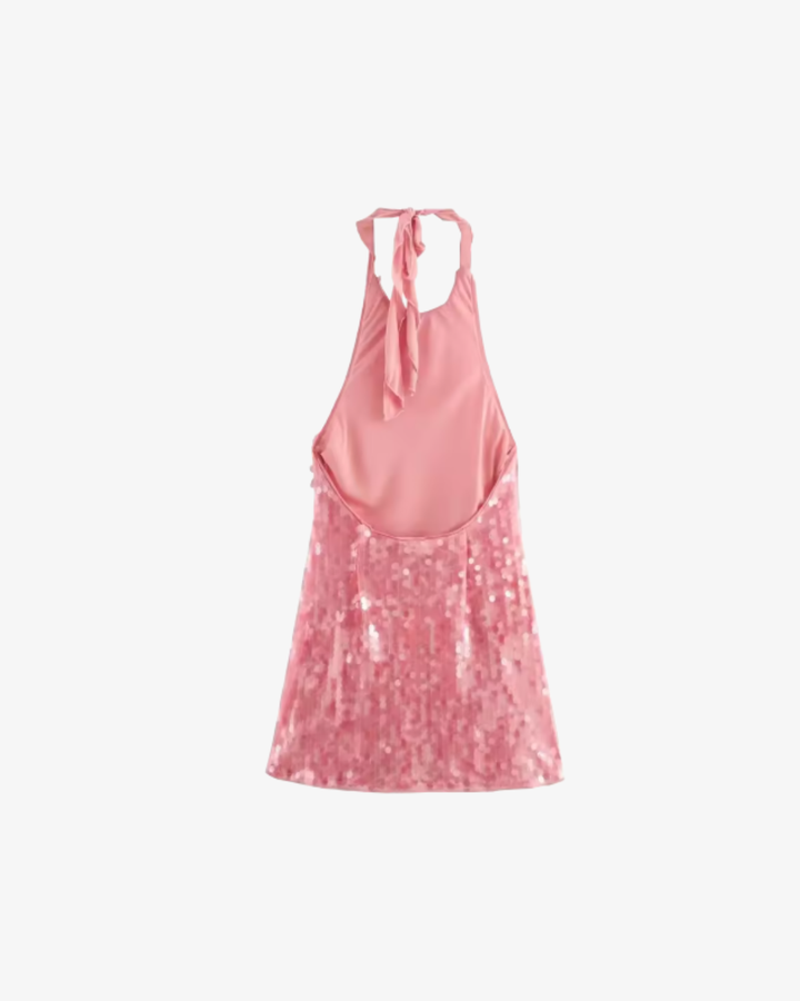 Sequin Mini Dress Halter Neck Backless Bodycon Fit