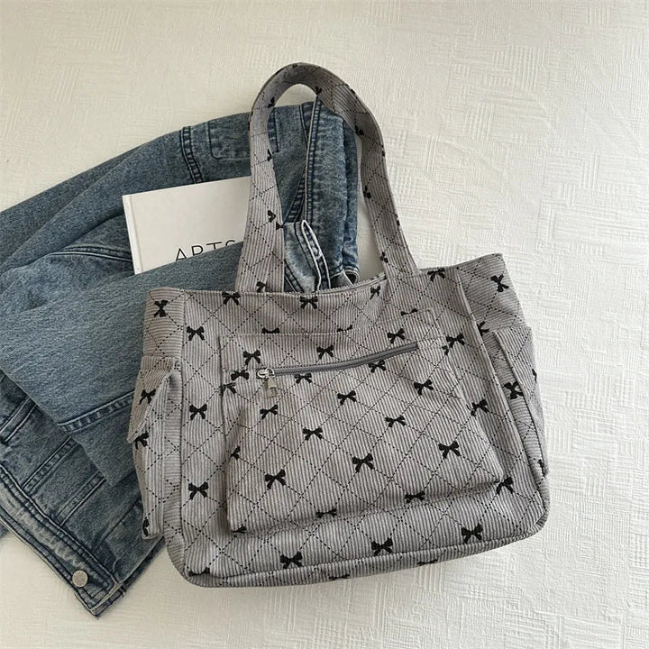 Women’s Bow Detail Shoulder Bag – Elegant Structured Handbag with Organized Compartments