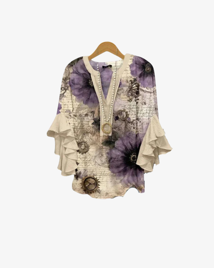 Siopie | Women’s Textured Ruffle Sleeve Blouse