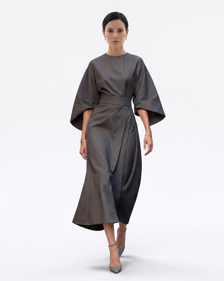 Siopie | Women’s Batwing Sleeve Belted Midi Dress