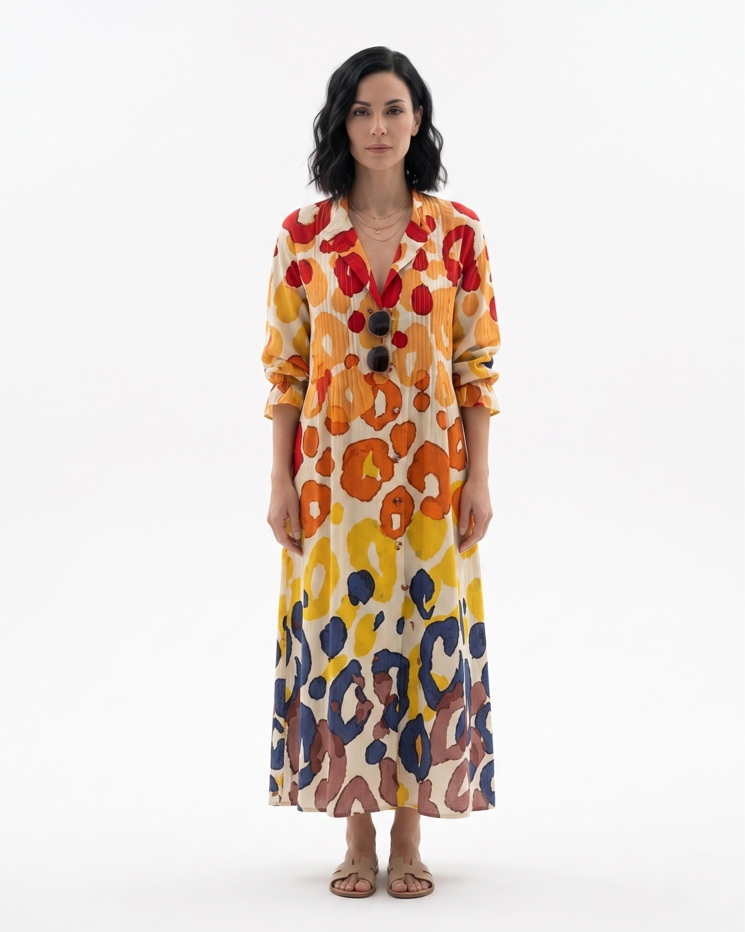 Siopie | Women’s Button Front Printed Maxi Dress