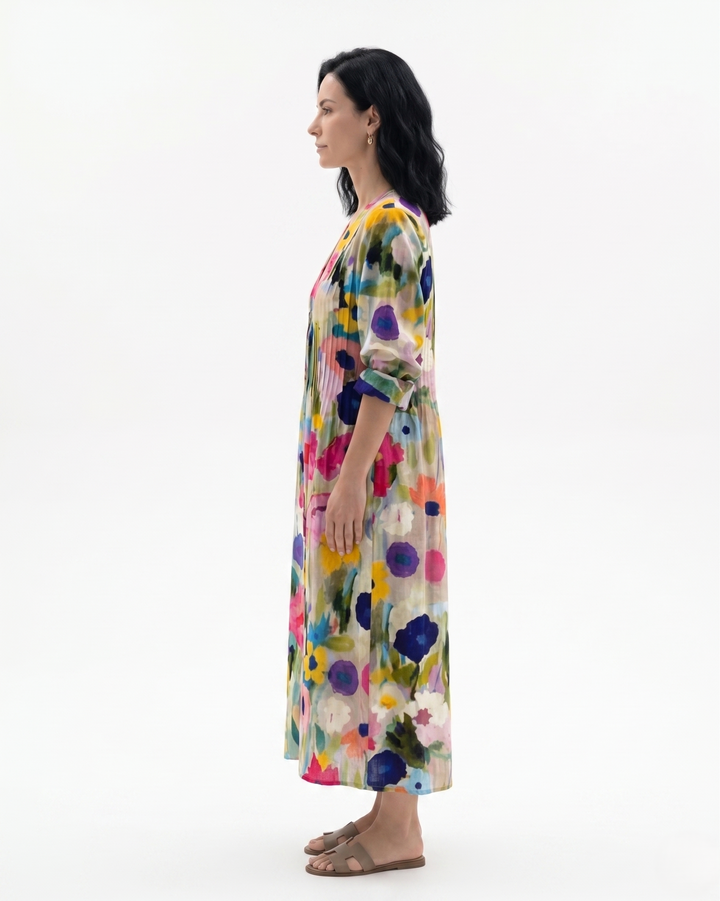 Siopie | Women’s Button Front Printed Maxi Dress