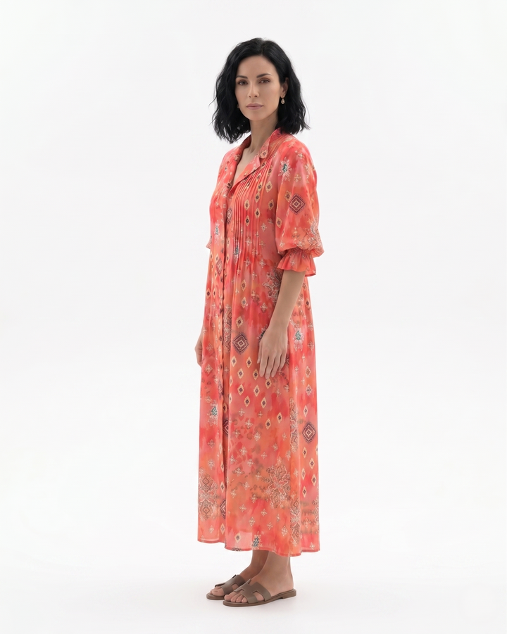 Siopie | Women’s Button Front Printed Maxi Dress
