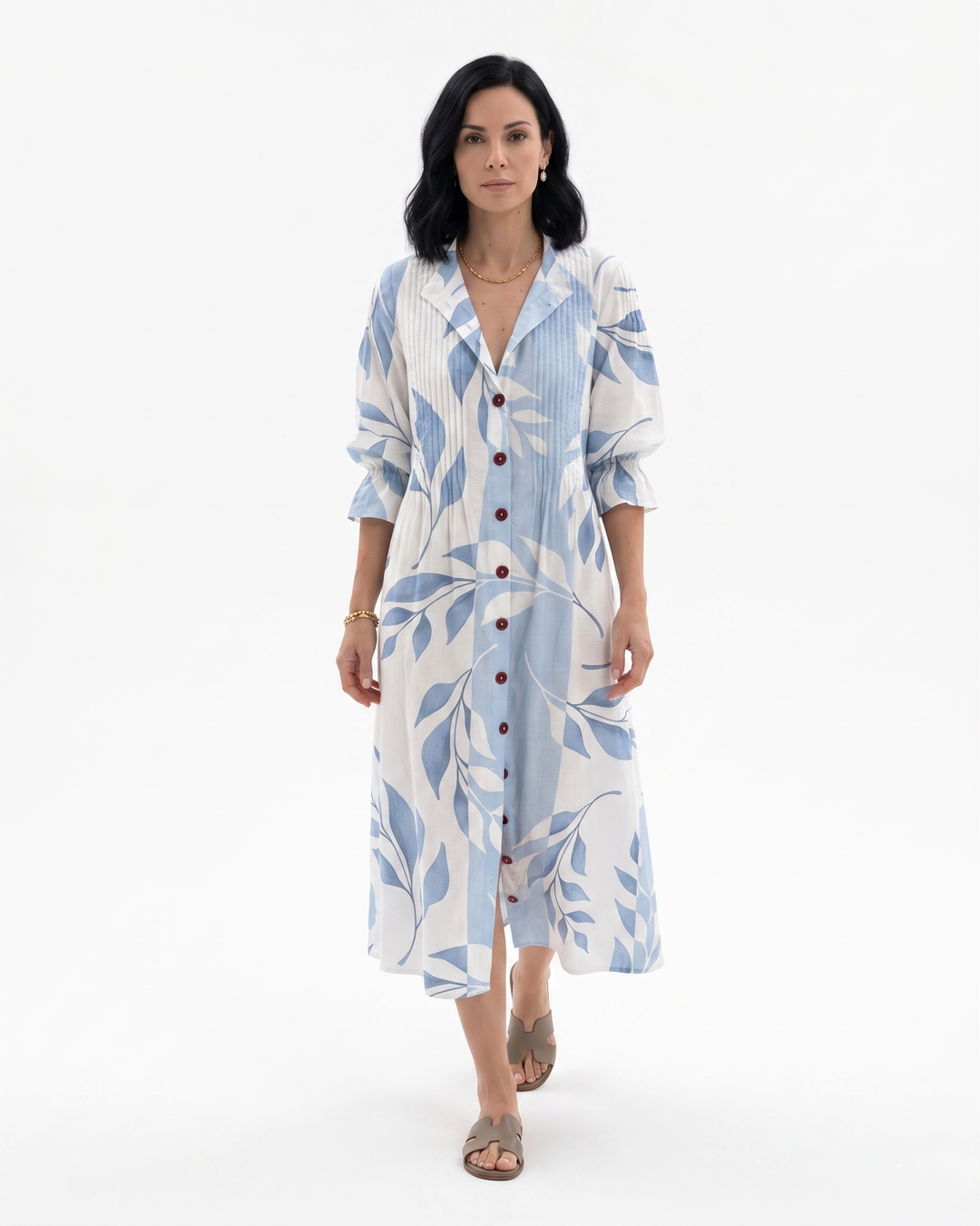 Siopie | Women’s Button Front Printed Maxi Dress