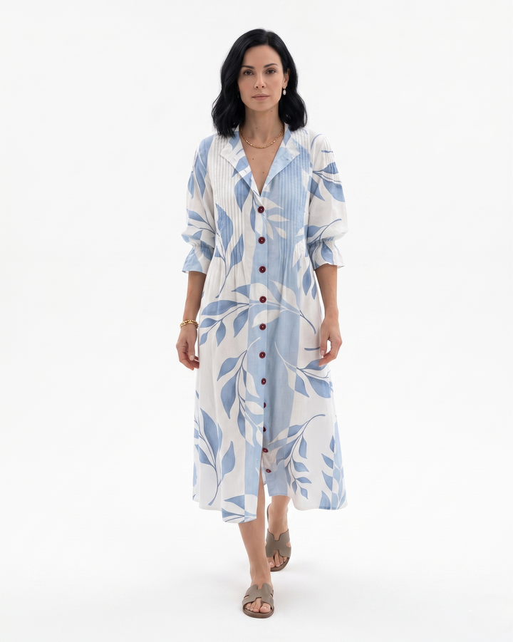 Siopie | Women’s Button Front Printed Maxi Dress