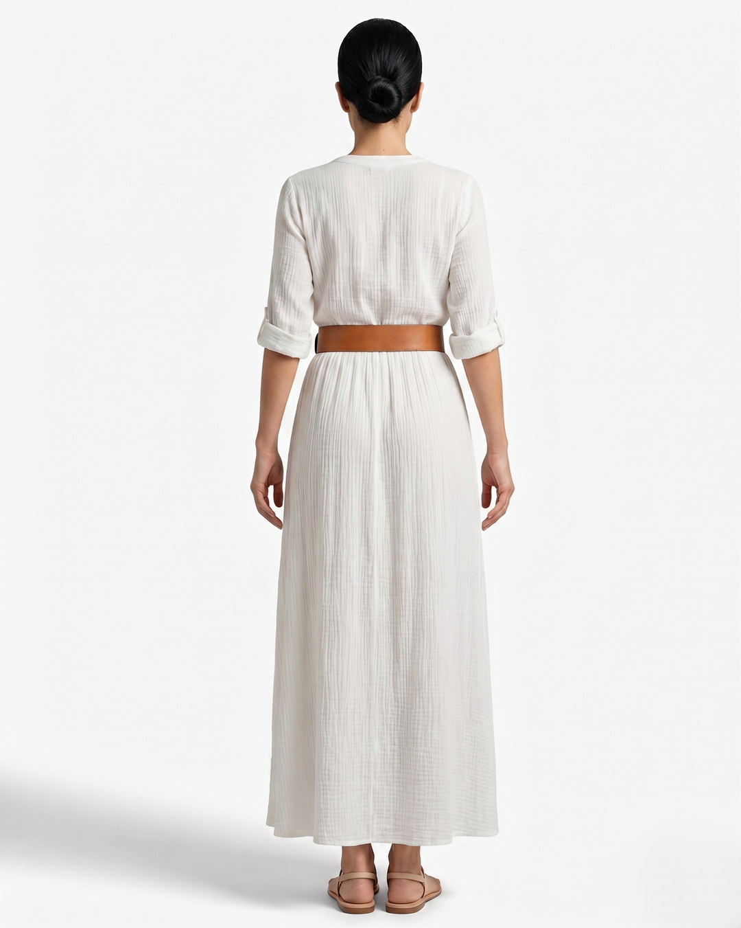 Siopie | Women’s Collared Button Front Maxi Dress