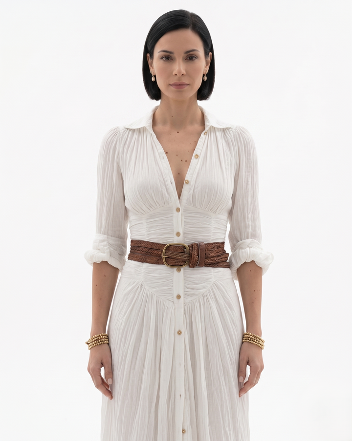 Siopie | Women’s Collared Button Front Maxi Dress