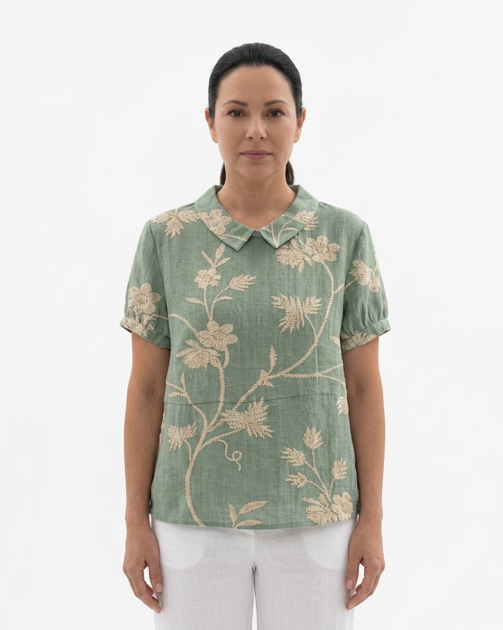 Siopie | Women’s Floral Print Collared Blouse