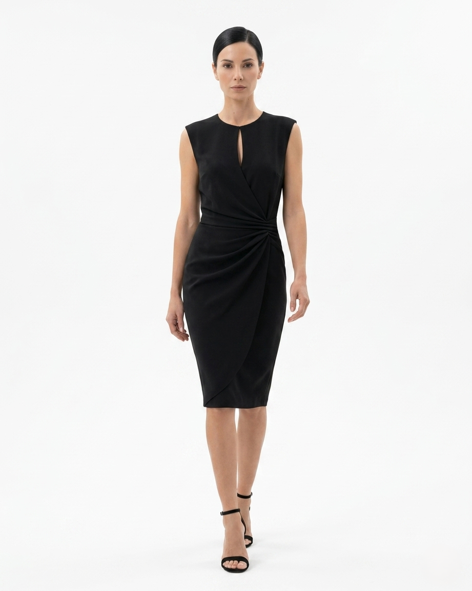 Siopie | Women’s Crepe Draped Waist Dress