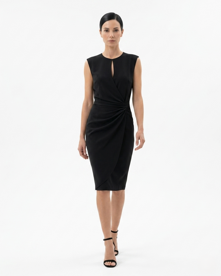 Siopie | Women’s Crepe Draped Waist Dress