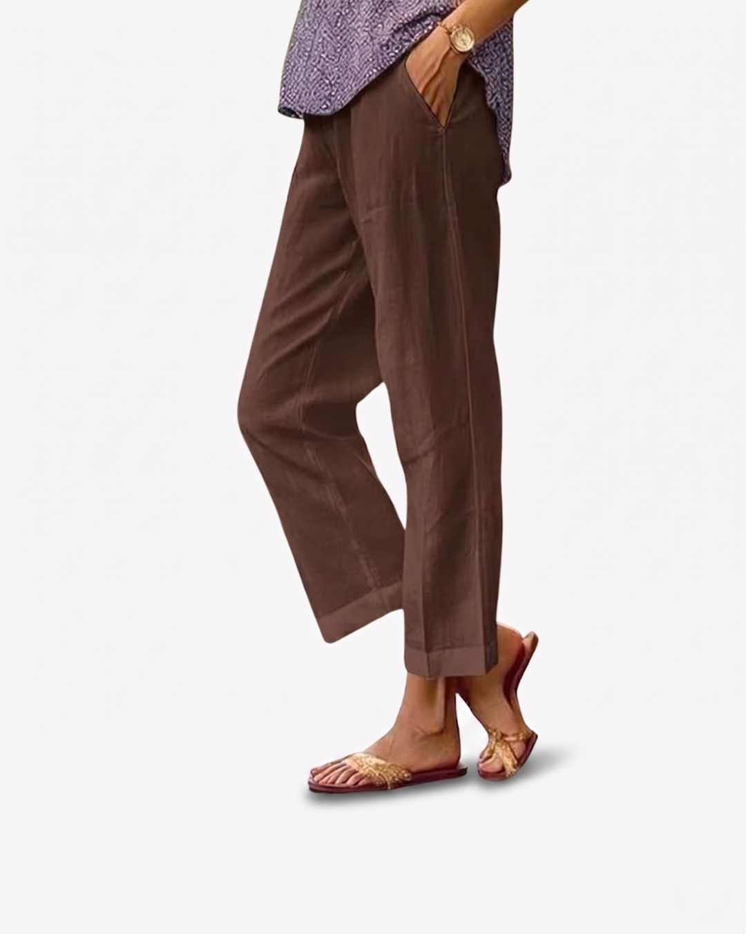 Siopie | Women’s Cropped Linen Blend Trousers