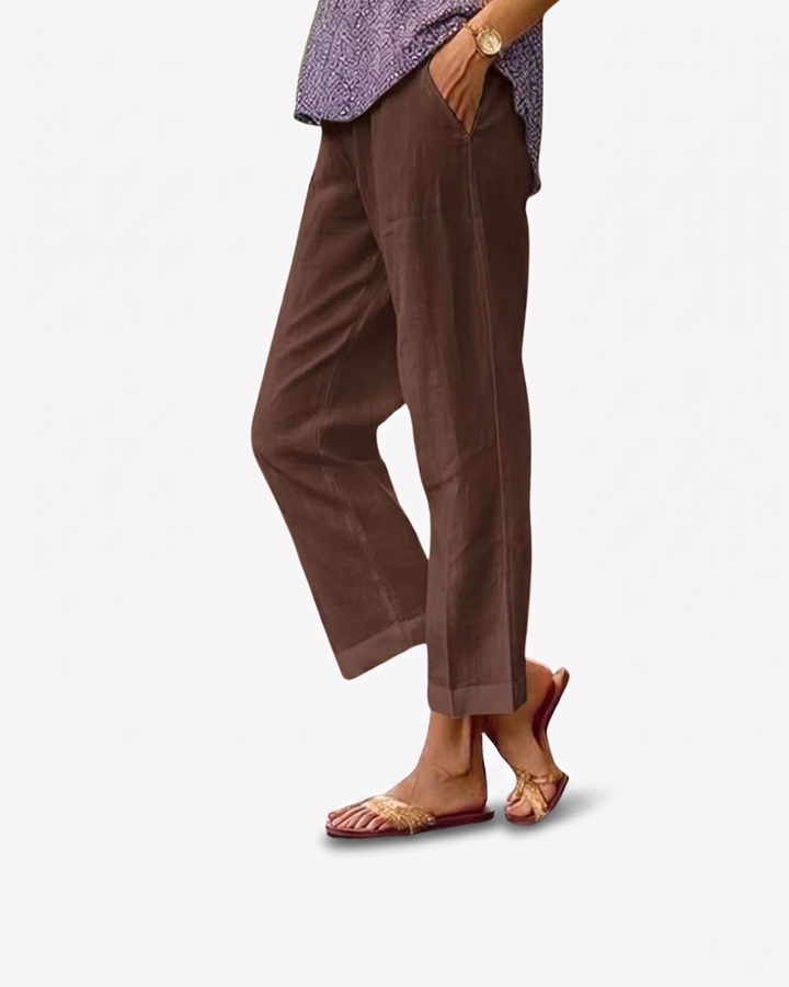 Siopie | Women’s Cropped Linen Blend Trousers