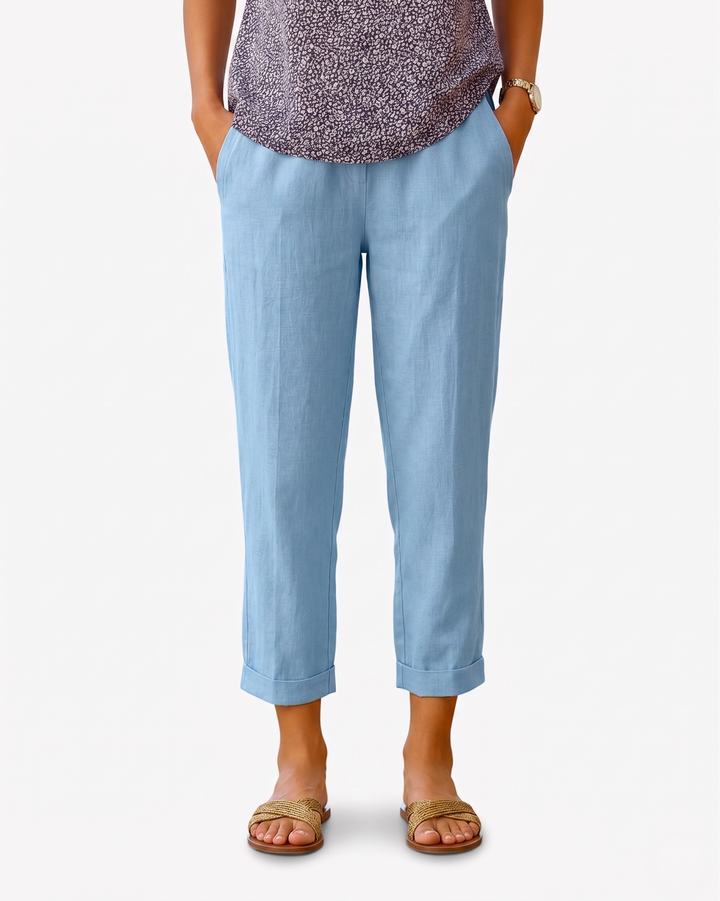 Siopie | Women’s Cropped Linen Blend Trousers