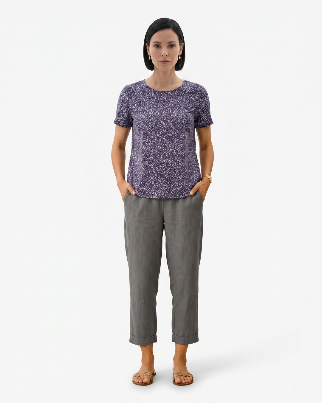Siopie | Women’s Cropped Linen Blend Trousers
