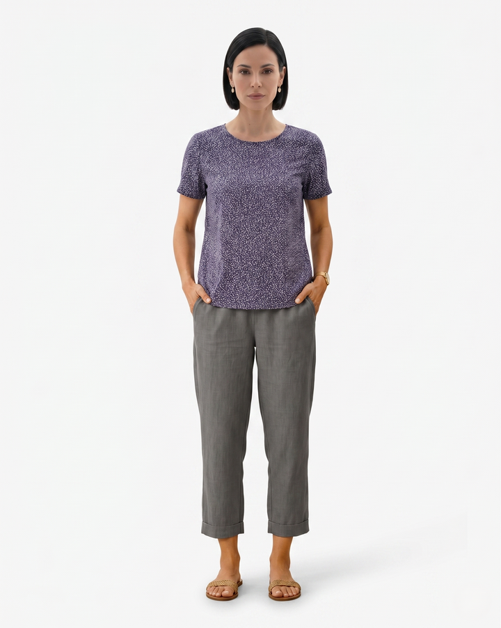 Siopie | Women’s Cropped Linen Blend Trousers