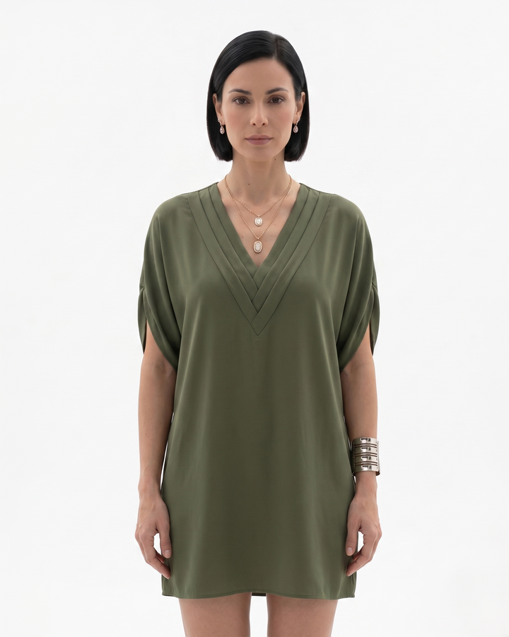 Siopie | Women’s Draped V-Neck Shift Dress