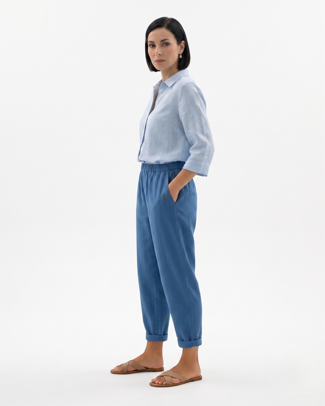 Siopie | Women’s Elastic Waist Tapered Trousers