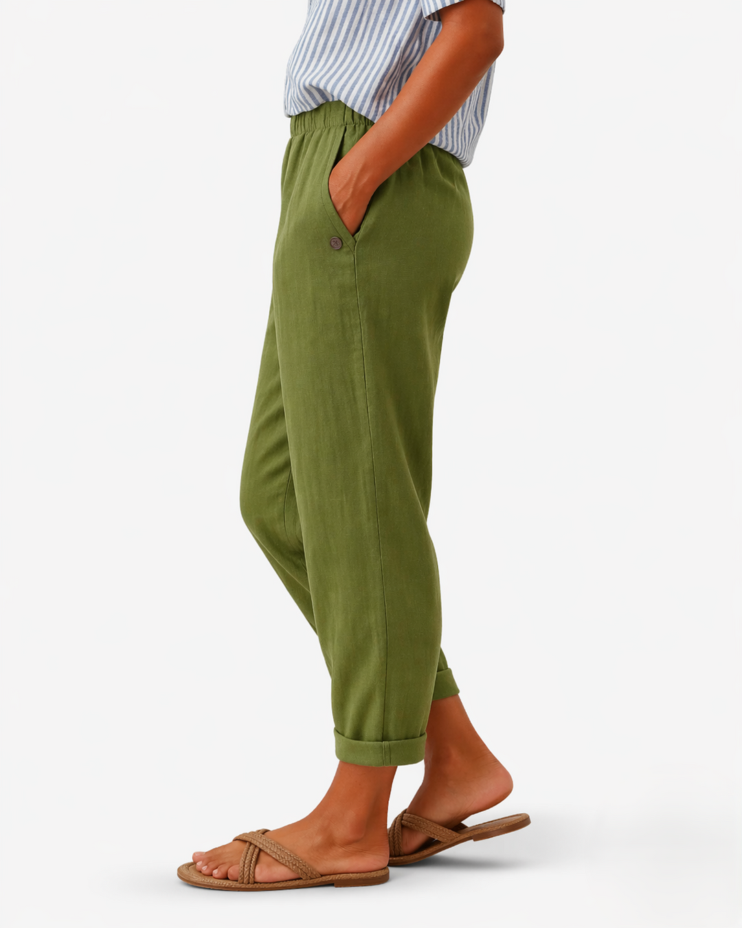 Siopie | Women’s Elastic Waist Tapered Trousers