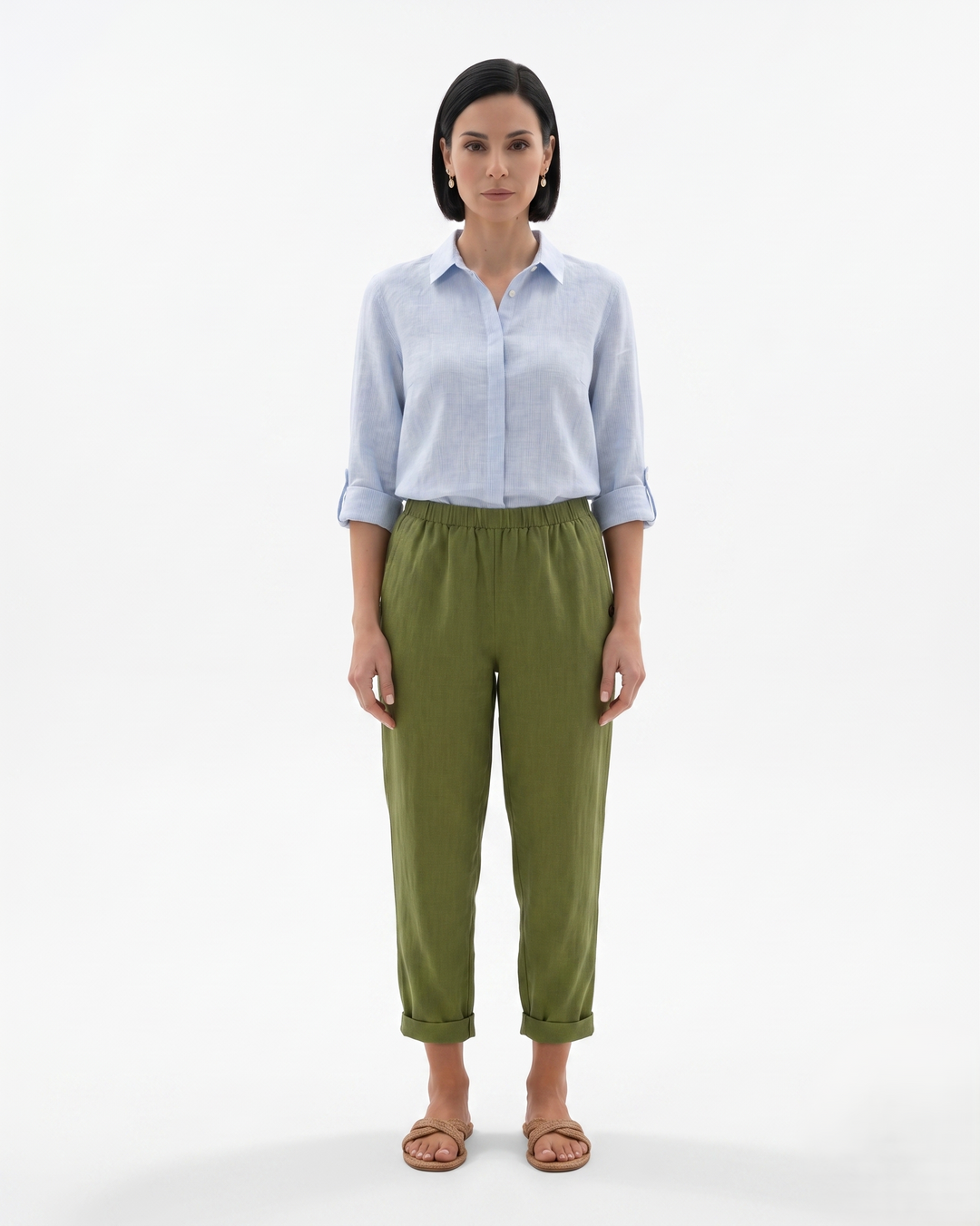 Siopie | Women’s Elastic Waist Tapered Trousers