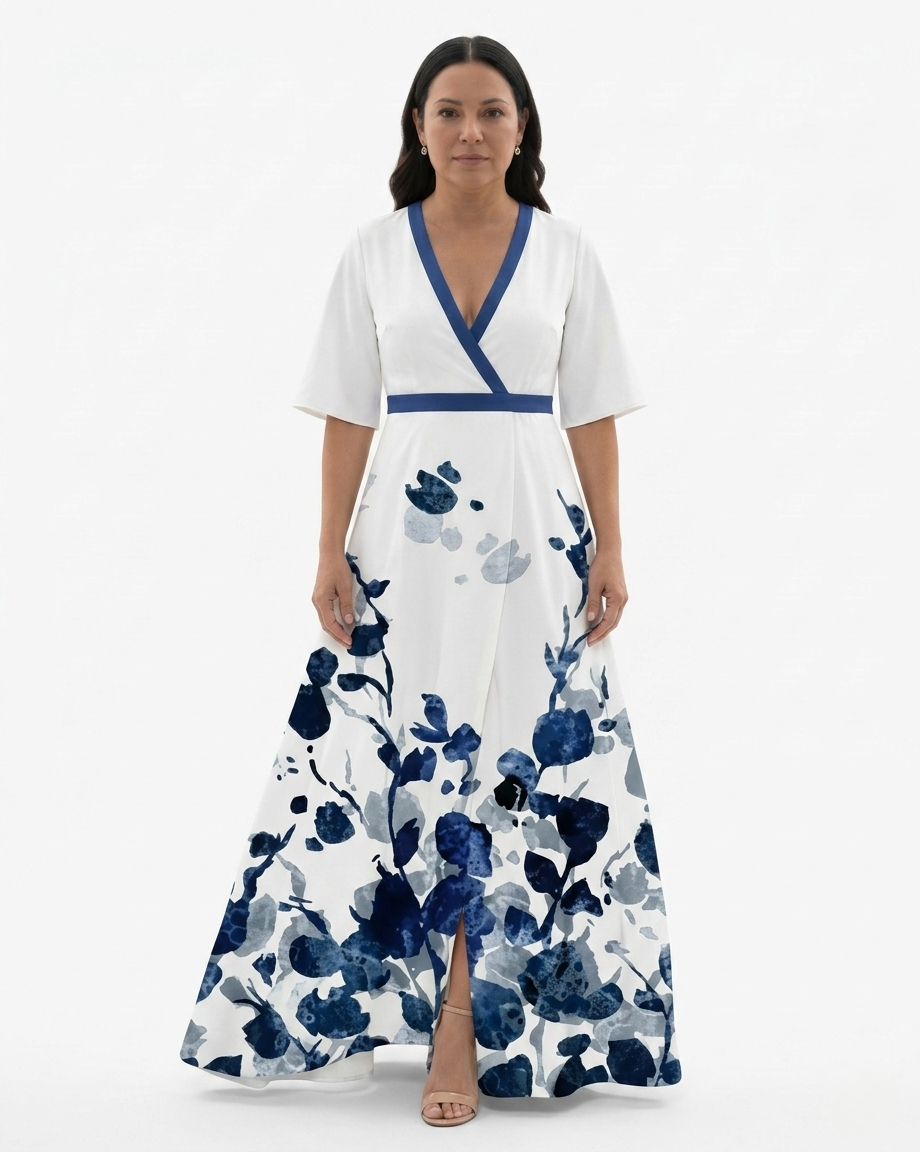 Siopie | Women’s Floral Print V-Neck Maxi Dress