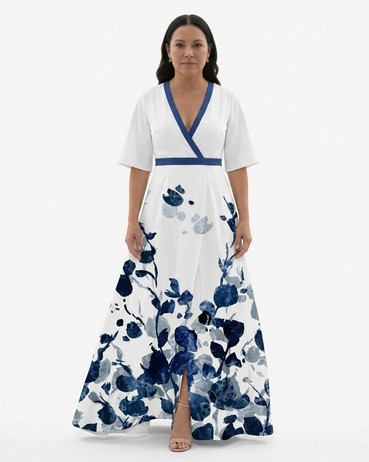 Siopie | Women’s Floral Print V-Neck Maxi Dress