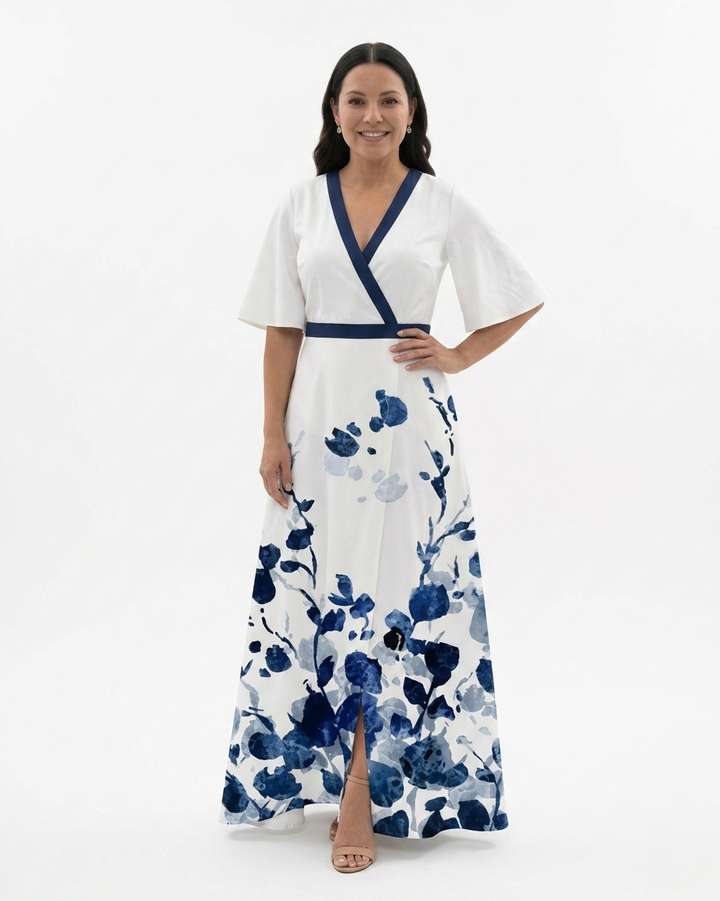 Siopie | Women’s Floral Print V-Neck Maxi Dress