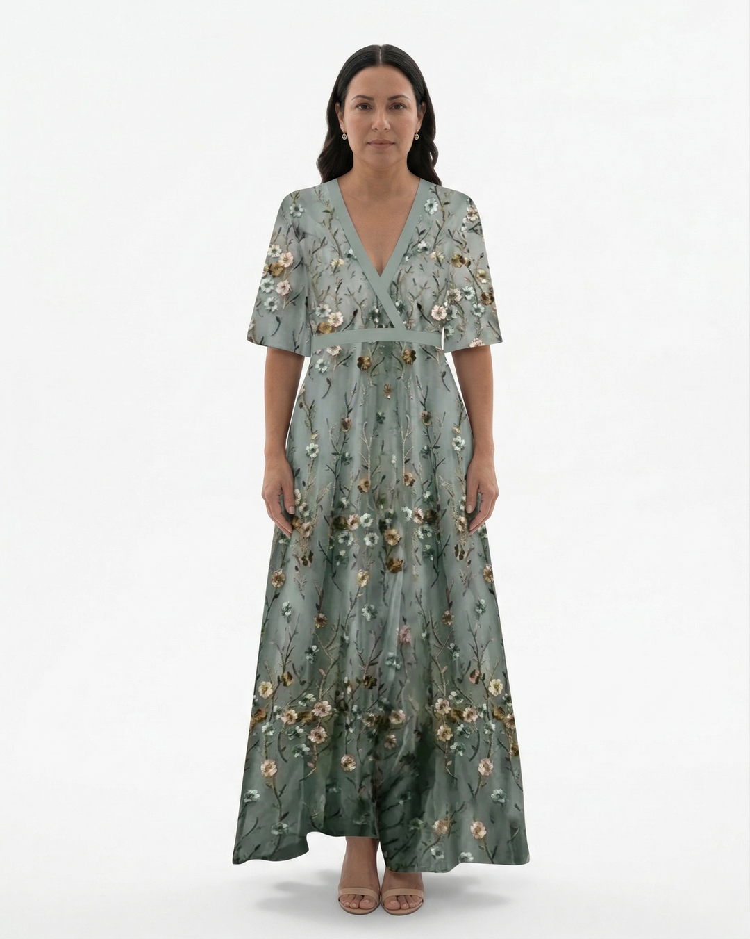 Siopie | Women’s Floral Print V-Neck Maxi Dress