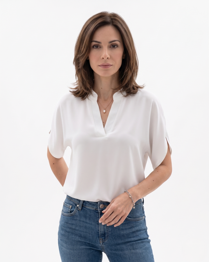 Siopie | Women’s Fluid Crepe V-Neck Blouse