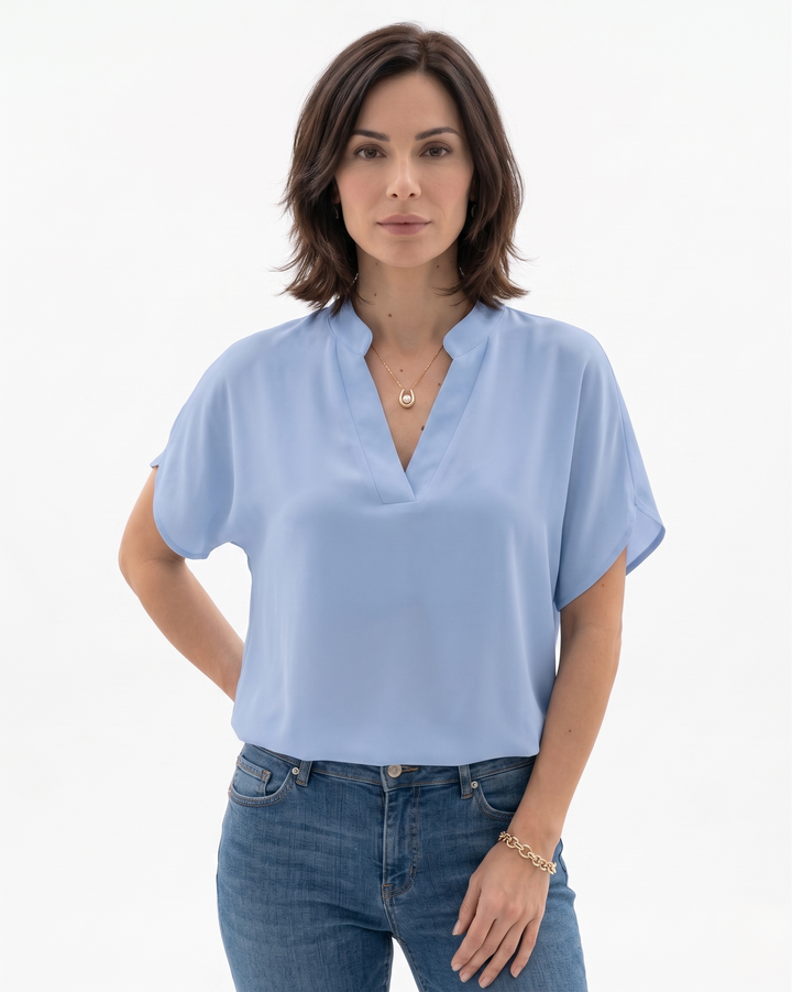 Siopie | Women’s Fluid Crepe V-Neck Blouse