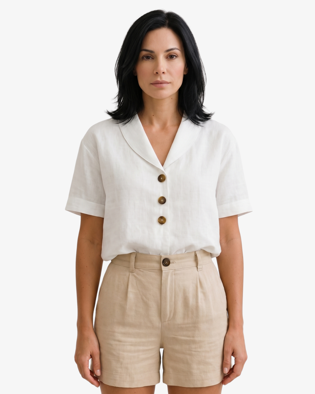 Siopie | Women’s Linen Blend Button Blouse