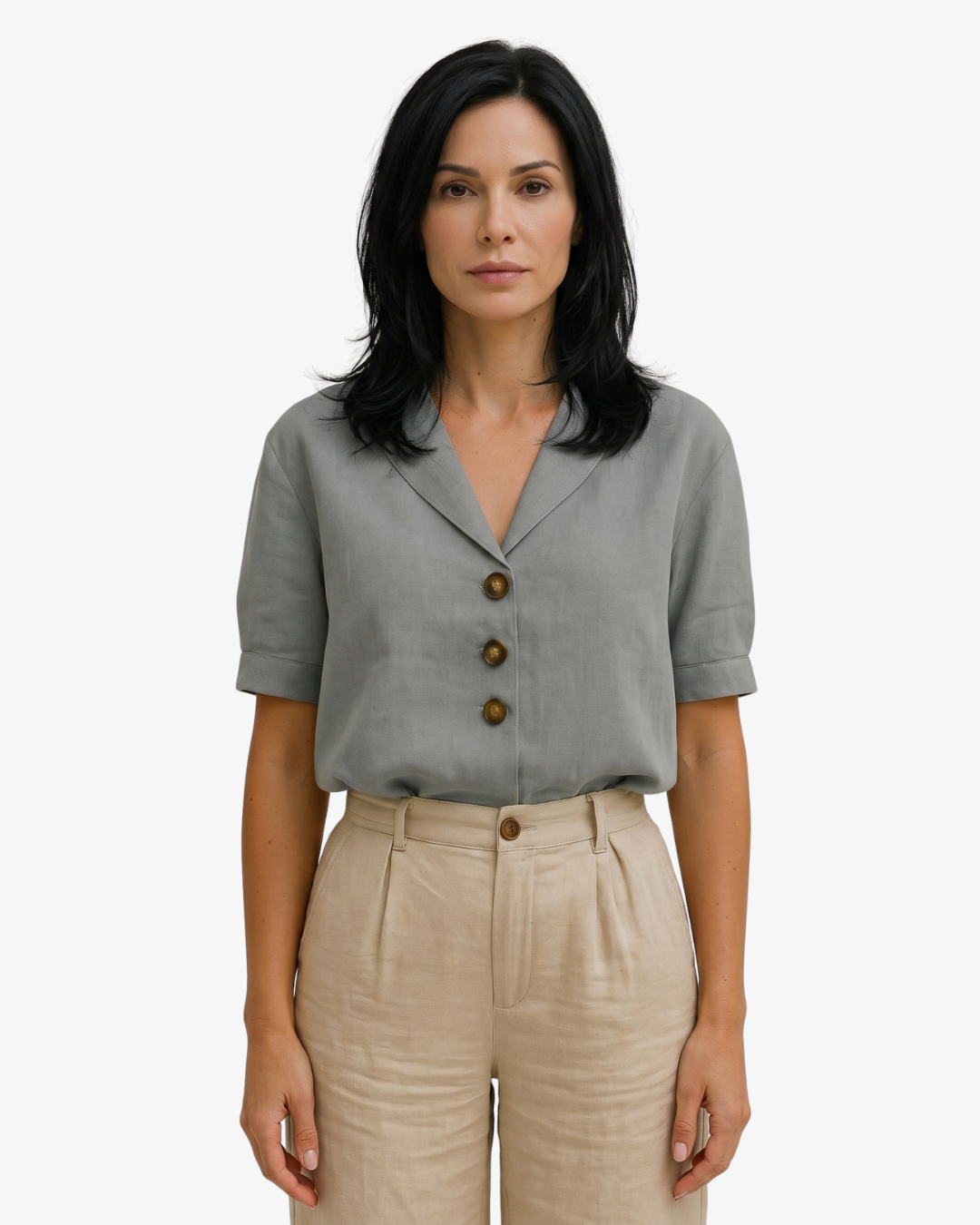 Siopie | Women’s Linen Blend Button Blouse