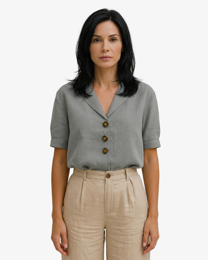 Siopie | Women’s Linen Blend Button Blouse
