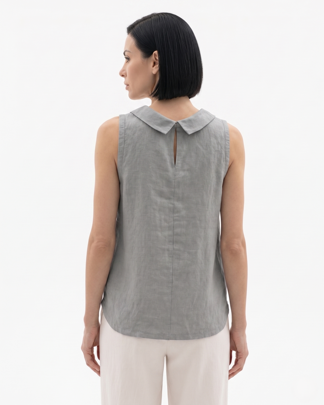 Siopie | Women’s Linen Blend Roll Collar Top