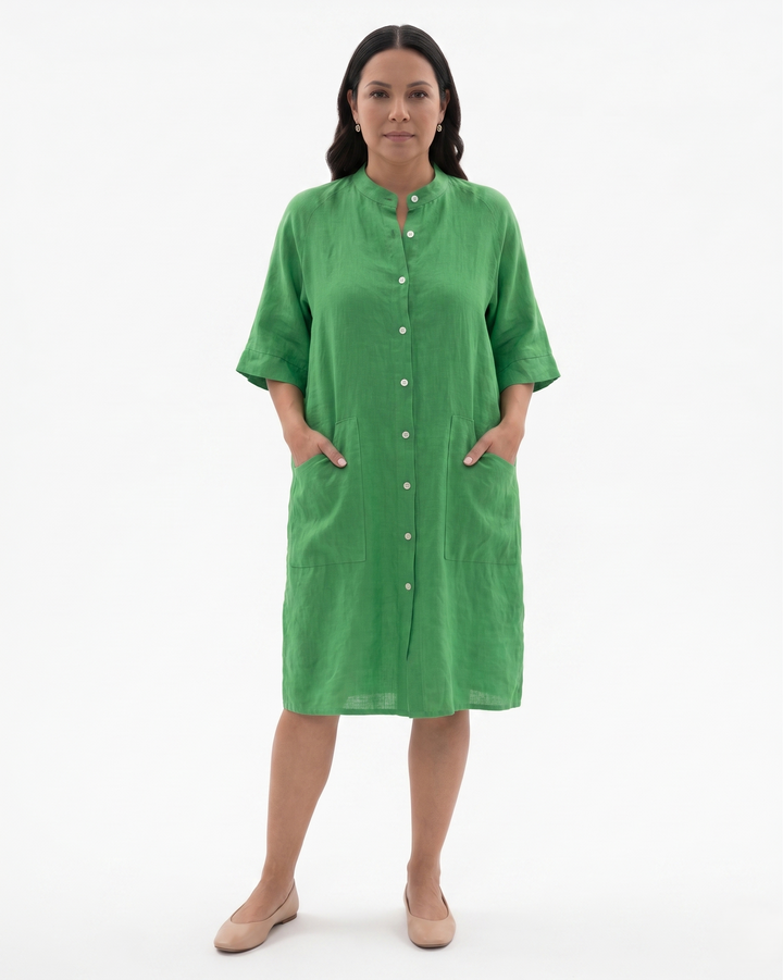 Siopie | Women’s Linen Button Front Shirt Dress