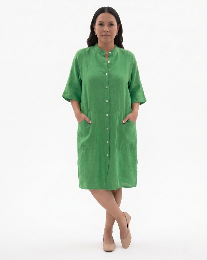 Siopie | Women’s Linen Button Front Shirt Dress