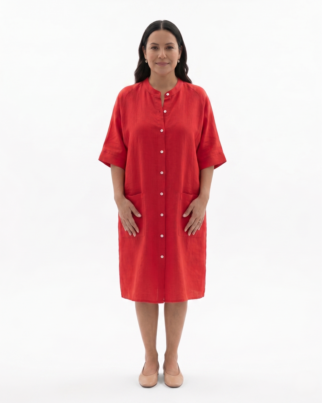 Siopie | Women’s Linen Button Front Shirt Dress