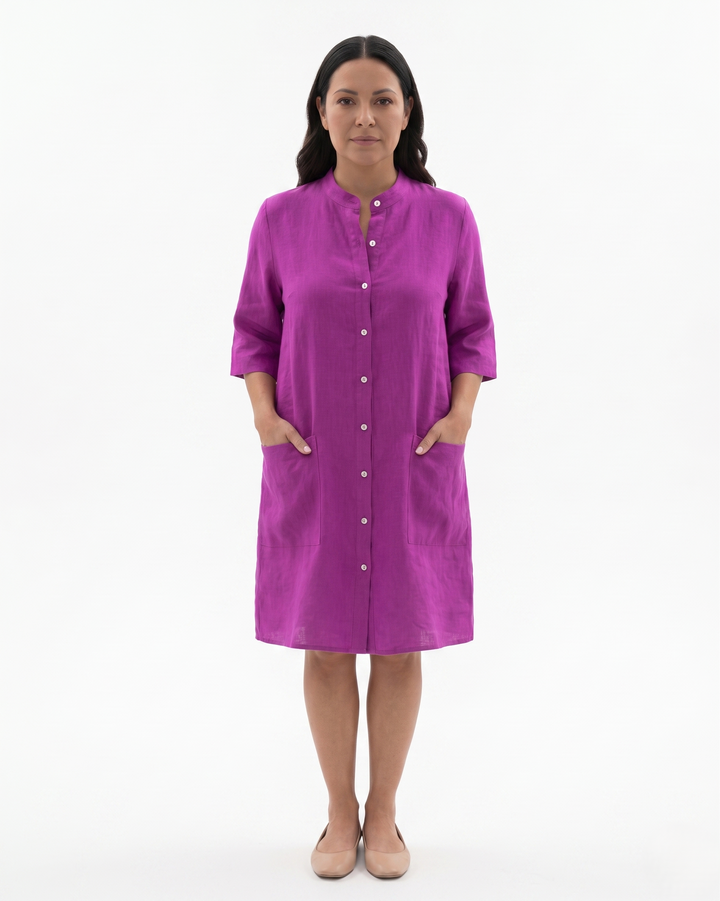 Siopie | Women’s Linen Button Front Shirt Dress